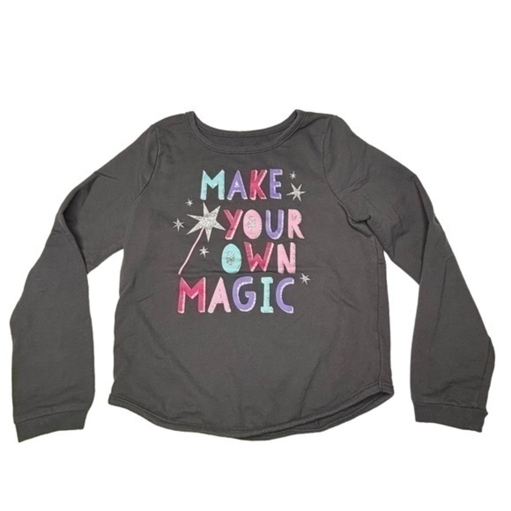 Jumping Beans Girls Top Size 7 Dark Gray Make Your Own Magic Graphic Sweatshirt